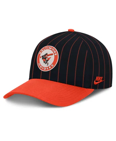 Nike Men's Black/orange Baltimore Orioles Cooperstown Rise A-frame Adjustable Hat In Black,orange