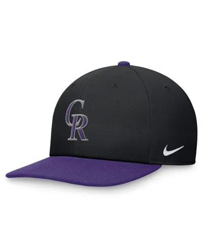 Nike Men's Black/purple Colorado Rockies Evergreen Two-tone Snapback Hat In Blk,crtppl