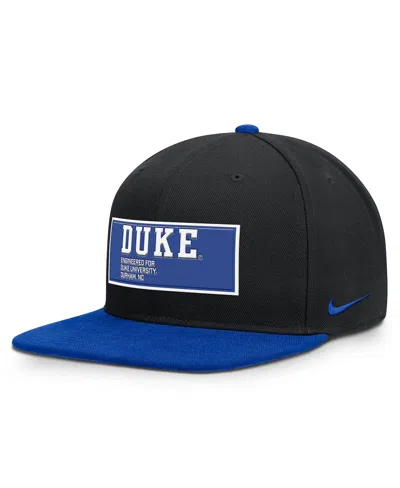 Nike Men's Black/royal Duke Blue Devils 2025 On-field Patch Pro Dri-fit Snapback Hat In Multi