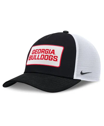 Nike Men's Black/white Georgia Bulldogs 2025 On-field Rise Patch Trucker Adjustable Hat In Multi