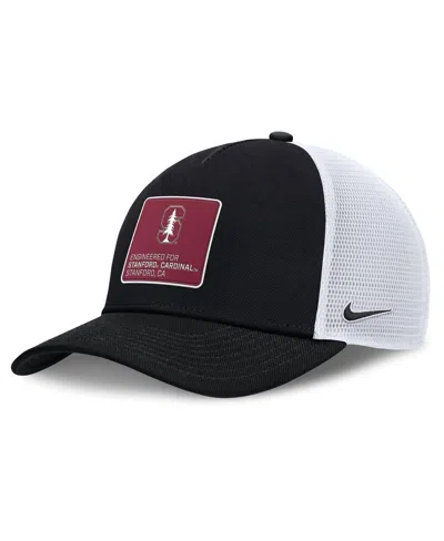 NIKE MEN'S BLACK/WHITE STANFORD CARDINAL 2025 ON-FIELD RISE ENGINEERED TRUCKER ADJUSTABLE HAT
