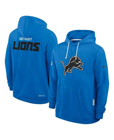 NIKE MEN'S BLUE DETROIT LIONS SIDELINE INITIAL HOME PERFORMANCE PULLOVER HOODIE