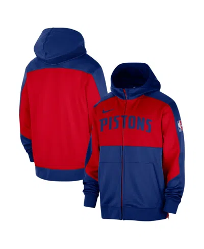 Nike Men's Blue Detroit Pistons Authentic On-court Showtime Performance Full-zip Hoodie