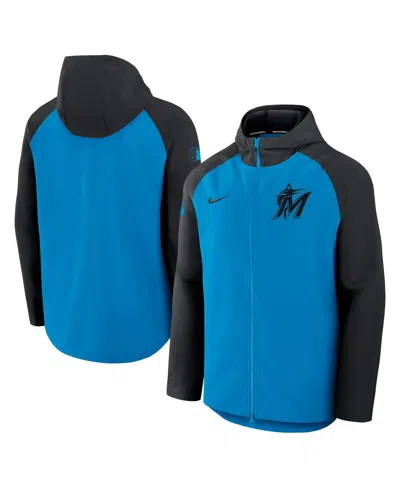 Nike Men's Blue/black Miami Marlins Authentic Collection Raglan Performance Full-zip Jacket In Multi