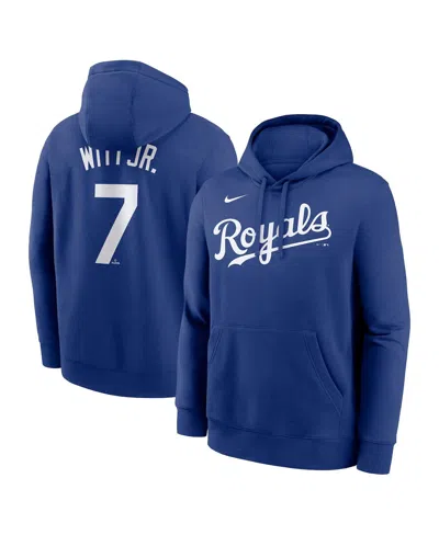 Nike Men's Bobby Witt Jr. Royal Kansas City Royals Player Name Number Club Fleece Pullover Hoodie In Blue