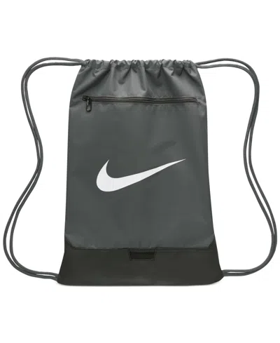 Nike Men's Brasilia 9.5 Training Gym Sack (18l) In Iron Grey,black,white