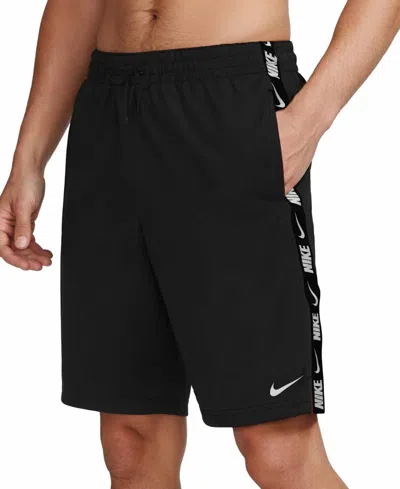 Nike Men's Breaker Logo Tape Volley 9" Swim Shorts In Black
