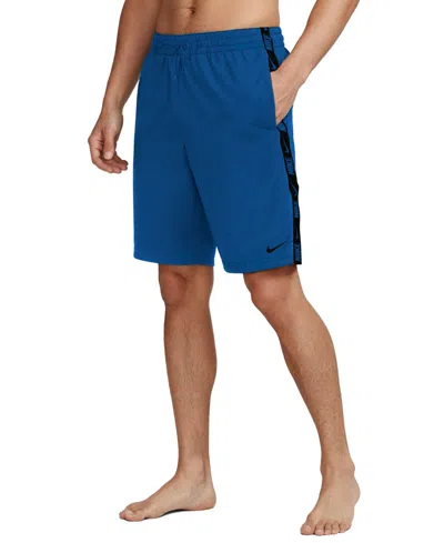 Nike Men's Breaker Logo Tape Volley 9" Swim Shorts In Blue