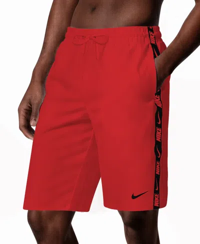 Nike Men's Breaker Logo Tape Volley 9" Swim Shorts In Red