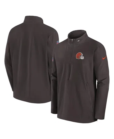 Nike Men's Brown Cleveland Browns Sideline Coach Half-zip Jacket
