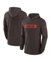 Nike Men's Brown Cleveland Browns Sideline Hoodie Performance Long Sleeve T-shirt In Brown