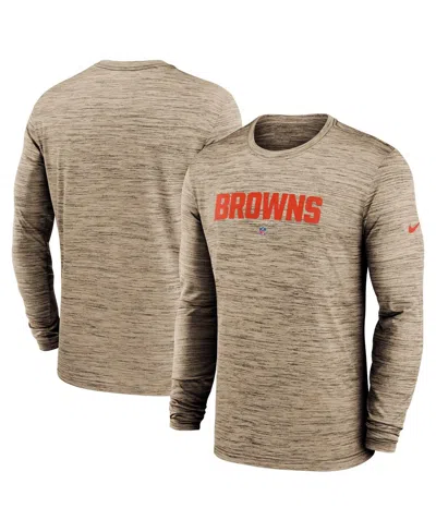 Nike Men's Brown Cleveland Browns Sideline Team Velocity Performance Long Sleeve T-shirt In Multi