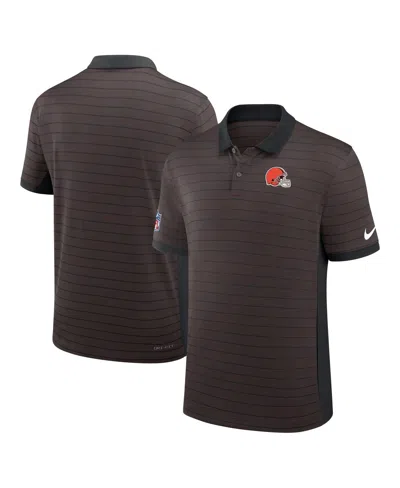 Nike Men's Brown Cleveland Browns Sideline Victory Stripe Performance Polo Shirt