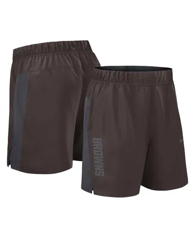 Nike Men's Brown Cleveland Browns Woven Victory Performance Shorts In Black