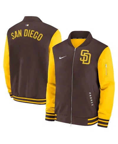 Nike Men's Brown/gold San Diego Padres Authentic Collection Dugout Full-zip Bomber Jacket In Brown,gold