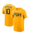 Nike Men's Bryan Reynoldsâ Gold Pittsburgh Pirates Fuse City Connect Name Number T-shirt In Yellow