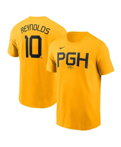 Nike Men's Bryan Reynoldsâ Gold Pittsburgh Pirates Fuse City Connect Name Number T-shirt In Yellow