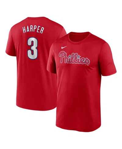 NIKE MEN'S BRYCE HARPER RED PHILADELPHIA PHILLIES LEGEND NAME NUMBER PERFORMANCE T-SHIRT