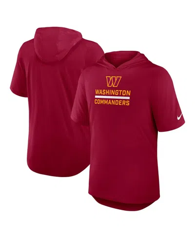 Nike Men's Burgundy Washington Commanders Lockup Tri-blend Hoodie T-shirt In Red