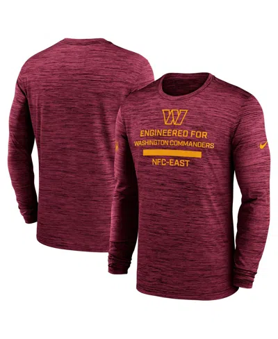 Nike Men's Burgundy Washington Commanders Sideline Velocity Performance Long Sleeve T-shirt In Red