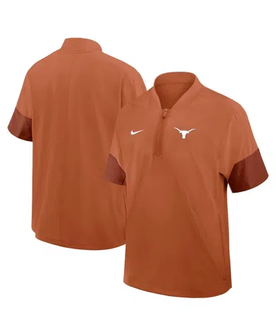 Nike Men's Burnt Orange Texas Longhorns 2025 Sideline Short Sleeve Quarter-zip Coach Jacket In Brown