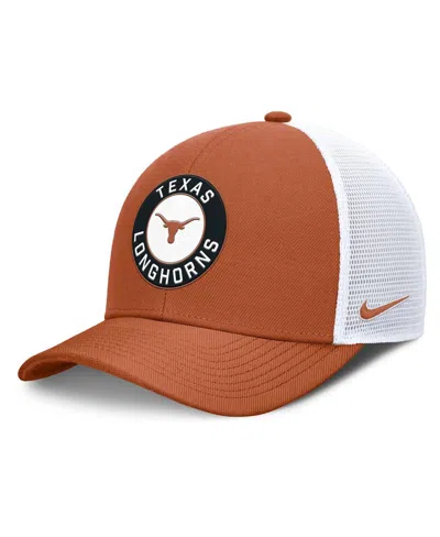 Nike Men's Burnt Orange/white Texas Longhorns Rise Primetime Performance Trucker Adjustable Hat In Brown