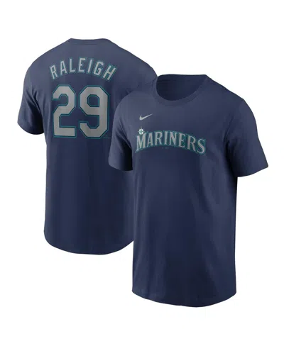 Nike Men's Cal Raleigh Navy Seattle Mariners Fuse Name Number T-shirt In Blue