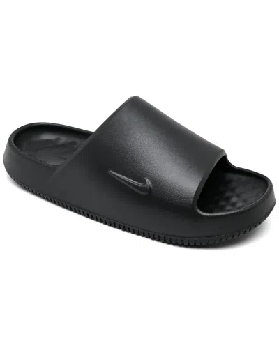 Nike Calm 2.0 Embossed-logo Slides In Black