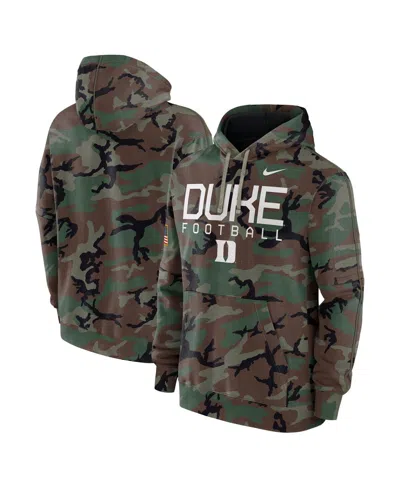 NIKE MEN'S CAMO DUKE BLUE DEVILS 2024 MILITARY APPRECIATION CLUB FLEECE PULLOVER HOODIE
