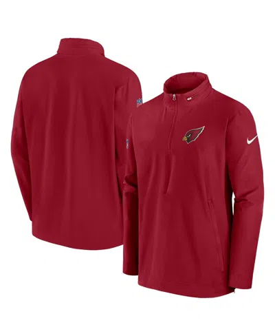 Nike Men's Cardinal Arizona Cardinals Sideline Coach Half-zip Jacket In Red