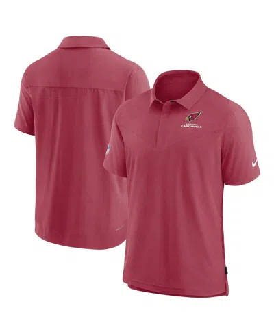 Nike Men's Cardinal Arizona Cardinals Sideline Lockup Performance Polo In Cardinal,black