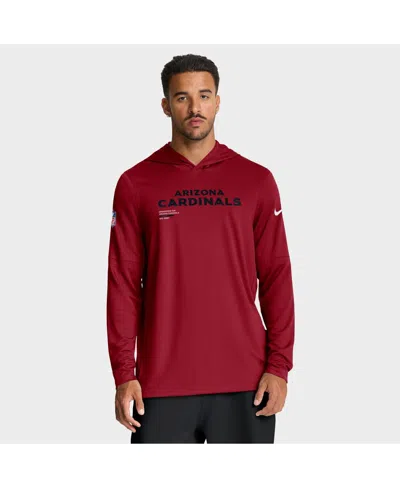 Nike Cardinal Arizona Cardinals Sideline Pure Fury Performance Long Sleeve Hoodie T-shirt In Red