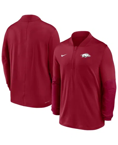 Nike Men's Cardinal Arkansas Razorbacks Dri-fit Half-zip Pullover Sweatshirt In Red