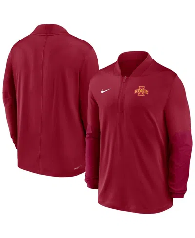 Nike Men's Cardinal Iowa State Cyclones Dri-fit Half-zip Pullover Sweatshirt In Red