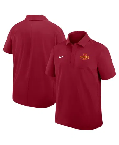 Nike Men's Cardinal Iowa State Cyclones Woven Polo Shirt In Red