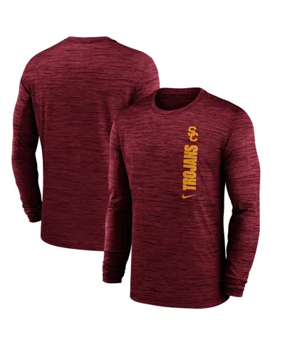 Nike Men's Cardinal Usc Trojans 2024 Sideline Velocity Performance Long Sleeve T-shirt
