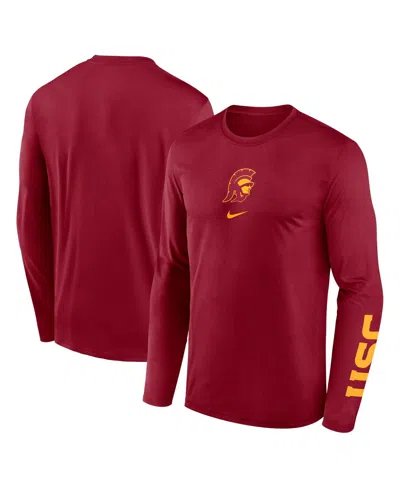 Nike Men's Cardinal Usc Trojans Primetime Center Lockup Two-hit Legend Long Sleeve T-shirt In Brown
