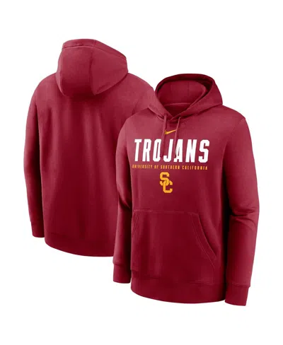 Nike Kids' Men's Cardinal Usc Trojans Primetime Dynamic Mascot Club Fleece Pullover Hoodie In Red