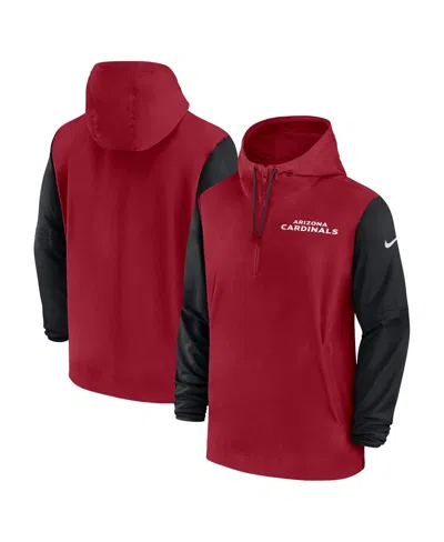 Nike Men's Cardinal/black Arizona Cardinals 2024/25 Sideline Pre-game Player 1/2-zip Hoodie Jacket In Red