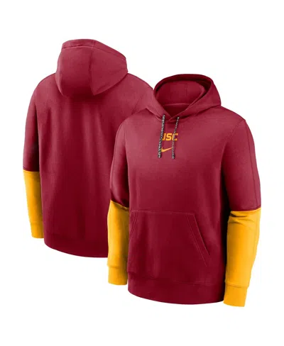 NIKE MEN'S CARDINAL/GOLD USC TROJANS 2024 SIDELINE CLUB PULLOVER HOODIE