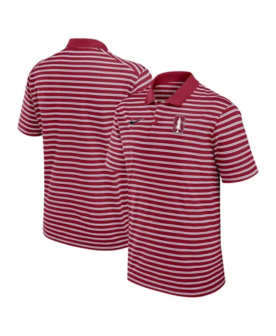 NIKE MEN'S CARDINAL/WHITE STANFORD CARDINAL PRIMETIME VICTORY STRIPED PERFORMANCE POLO SHIRT