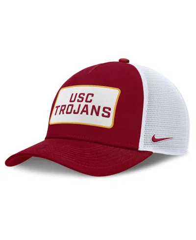 NIKE MEN'S CARDINAL/WHITE USC TROJANS 2025 ON-FIELD RISE PATCH TRUCKER ADJUSTABLE HAT