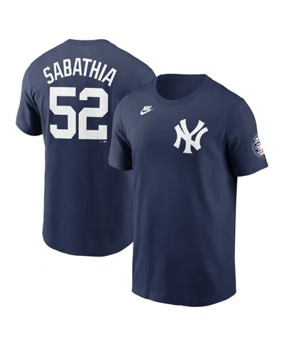 Nike Men's Cc Sabathia Navy New York Yankees 2025 Baseball Hall Of Fame Retired Name Number T-shirt In Blue