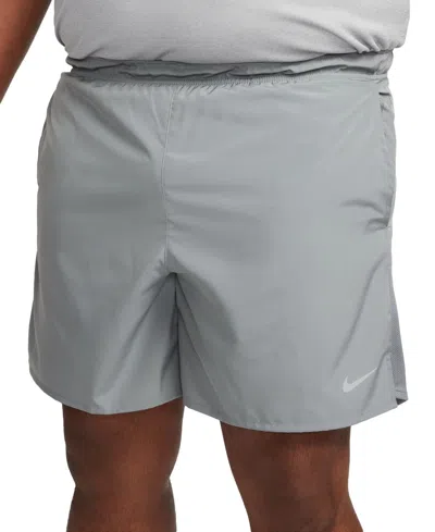 Nike Men's Challenger Dri-fit Brief-lined 7" Running Shorts In Smoke Grey,reflective Silver