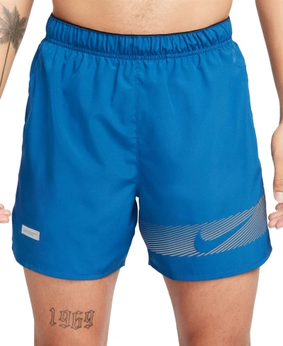 Nike Men's Challenger Flash Dri-fit 5" Running Shorts In Court Blue,black,black,reflective Silv