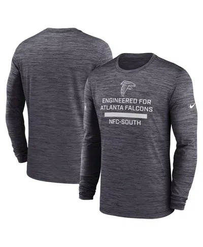 Nike Charcoal Atlanta Falcons Sideline Velocity Performance Long Sleeve T-shirt In Gray