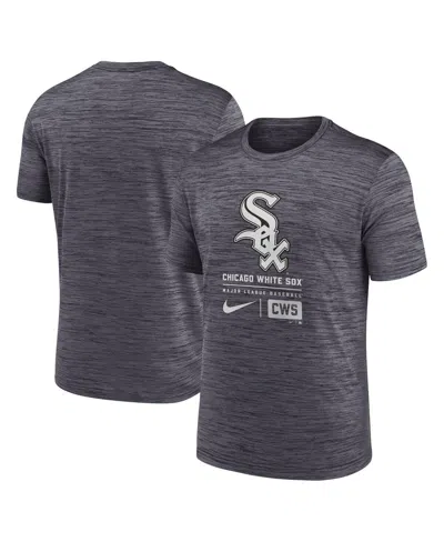 Nike Men's Charcoal Chicago White Sox Large Logo Velocity T-shirt In Gray