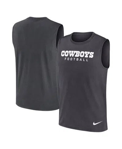 Nike Men's Charcoal Dallas Cowboys Primetime Legend Performance Muscle Tank Top In Black