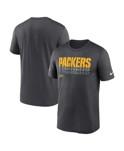 Nike Men's Charcoal Green Bay Packers Wordmark Block Sideline Legend Performance T-shirt In Black