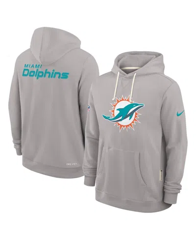 Nike Charcoal Miami Dolphins Sideline Standard Issue Initial Home Dri-fit Hoodie In Gray